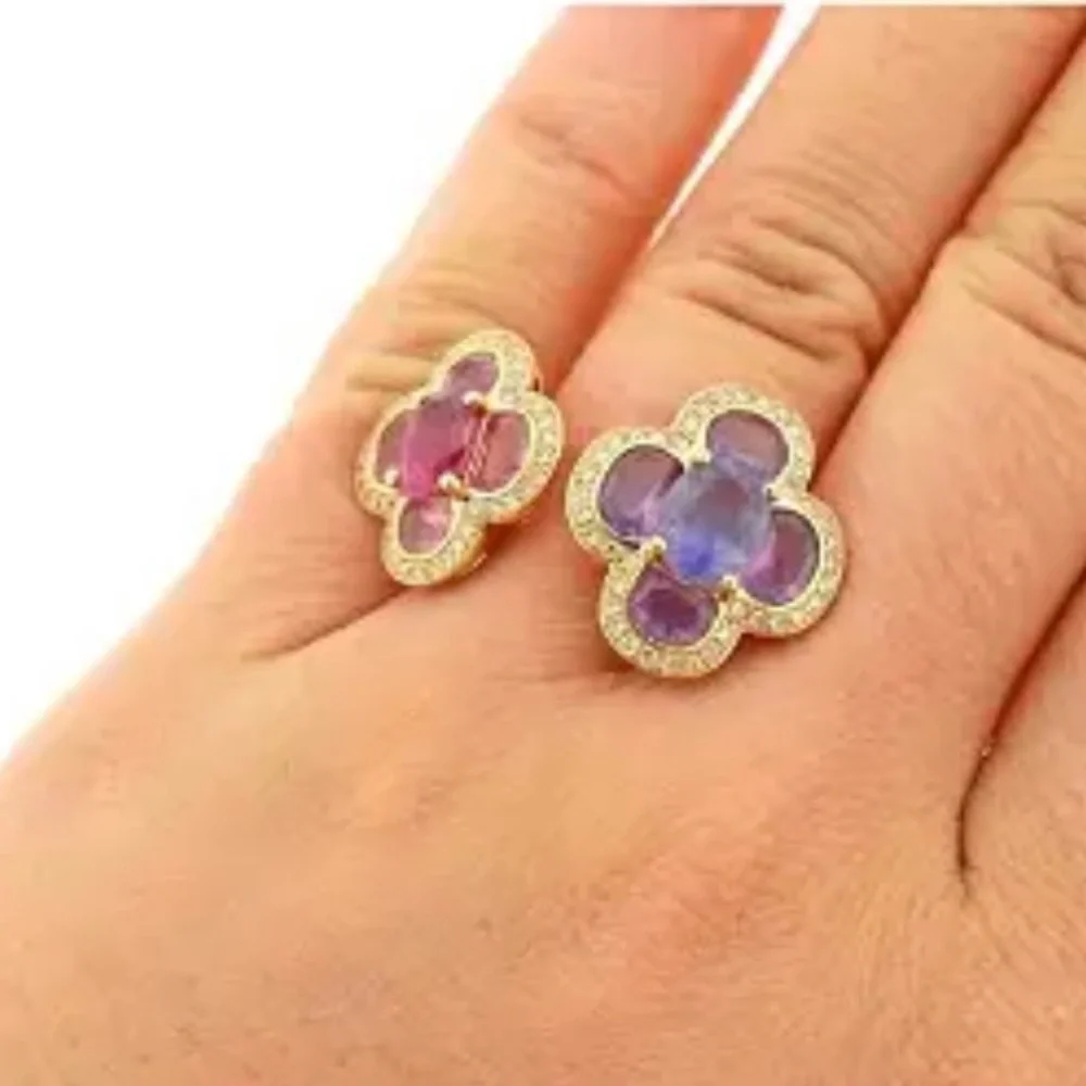 Isabelle Langlois 18kt Gold, Pink Tourmaline, Amethyst & Diamond Ring - Picture 4 of 8